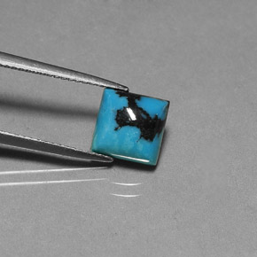 Turquesa azul natural 1,84ct, quadrado, opaco