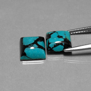 Pedras preciosas de turquesa azul natural de  ct, quadrado, opaco