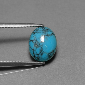 Turquesa azul natural 1,91ct, corte oval, opaco