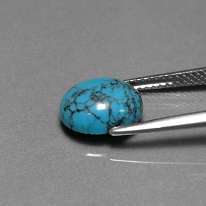 Turquesa azul natural 1,91ct, corte oval, opaco
