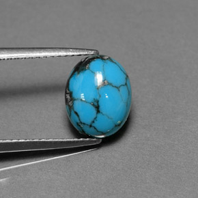 Turquesa azul natural 1,79ct, corte oval, opaco