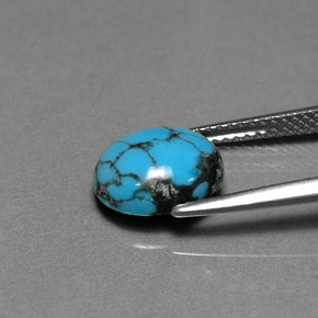 Turquesa azul natural 1,79ct, corte oval, opaco