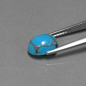 Turquesa azul natural 1,25ct, corte oval, opaco