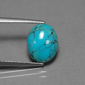 Turquesa azul natural 1,93ct, corte oval, opaco