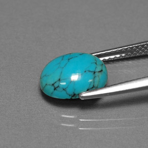 Turquesa azul natural 1,93ct, corte oval, opaco