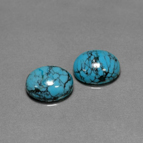 Pedras preciosas de turquesa azul natural de  ct, corte oval, opaco