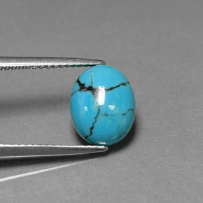 Turquesa azul natural 1,87ct, corte oval, opaco