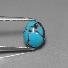 Turquesa azul natural 1,44ct, corte oval, opaco
