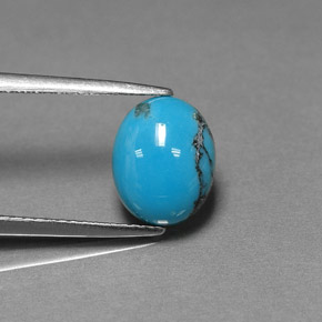 Turquesa azul natural 2,16ct, corte oval, opaco