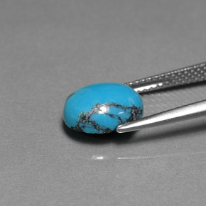 Turquesa azul natural 2,16ct, corte oval, opaco