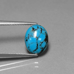 Turquesa azul natural 1,55ct, corte oval, opaco