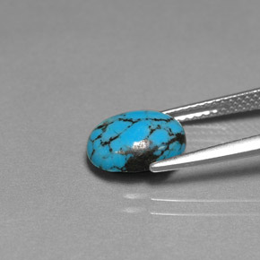 Turquesa azul natural 1,55ct, corte oval, opaco