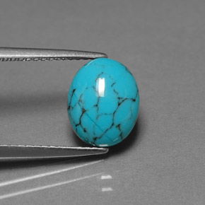 Turquesa azul natural 1,70ct, corte oval, opaco