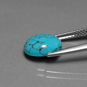 Turquesa azul natural 1,70ct, corte oval, opaco