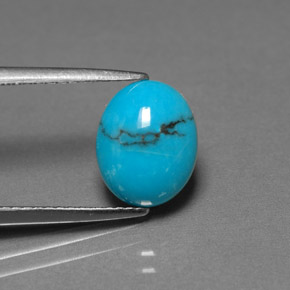 Turquesa azul natural 1,91ct, corte oval, opaco