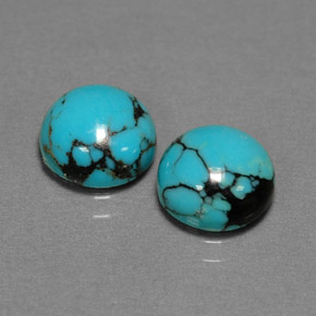 Pedras preciosas de turquesa azul natural de  ct, corte redondo, opaco