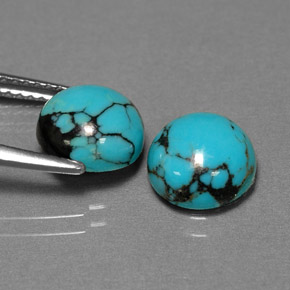 Pedras preciosas de turquesa azul natural de  ct, corte redondo, opaco