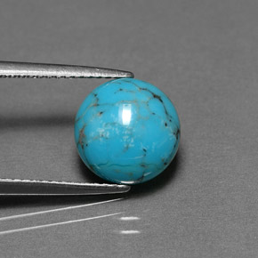Turquesa azul natural 2,58ct, corte redondo, opaco