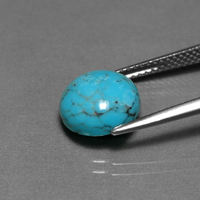 Turquesa azul natural 2,58ct, corte redondo, opaco