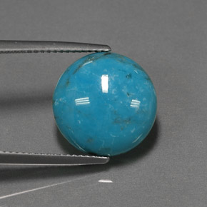 Turquesa azul natural 6,37ct, corte redondo, opaco