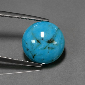 Turquesa azul natural 6,36ct, corte redondo, opaco