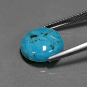 Turquesa azul natural 6,36ct, corte redondo, opaco