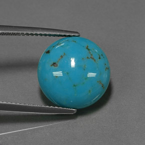 Turquesa azul natural 6,39ct, corte redondo, opaco