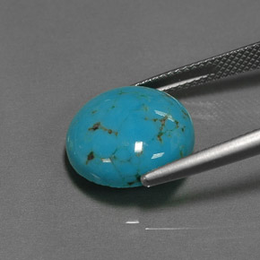 Turquesa azul natural 6,39ct, corte redondo, opaco
