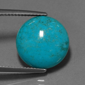 Turquesa azul natural 6,25ct, corte redondo, opaco