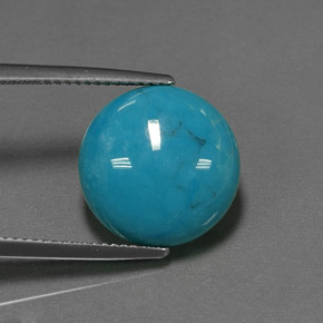 Turquesa azul natural 6,47ct, corte redondo, opaco