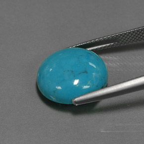Turquesa azul natural 6,47ct, corte redondo, opaco