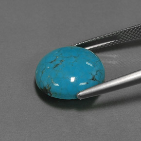 Turquesa azul natural 6,56ct, corte redondo, opaco