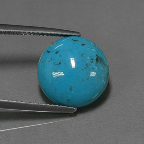 Turquesa azul natural 6,66ct, corte redondo, opaco