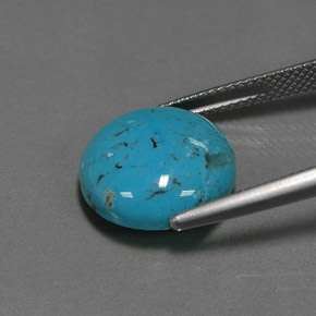 Turquesa azul natural 6,66ct, corte redondo, opaco