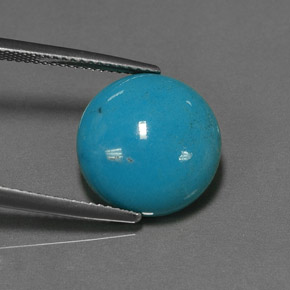 Turquesa azul natural 6,66ct, corte redondo, opaco