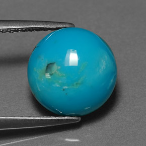 Turquesa verde natural 3,04ct, corte redondo, opaco