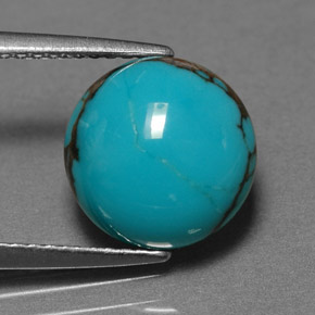 Turquesa azul natural 3,06ct, corte redondo, opaco