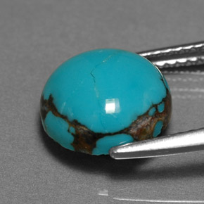 Turquesa azul natural 3,06ct, corte redondo, opaco