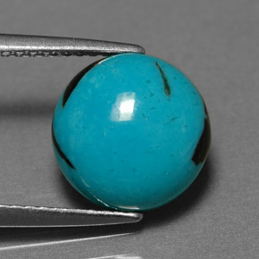 Turquesa azul natural 3,10ct, corte redondo, opaco