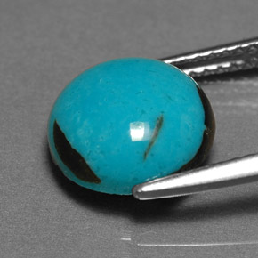 Turquesa azul natural 3,10ct, corte redondo, opaco