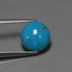 Turquesa azul natural 2,96ct, corte redondo, opaco