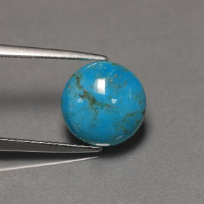 Turquesa azul natural 2,96ct, corte redondo, opaco