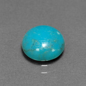 Turquesa azul natural 1,30ct, corte redondo, opaco