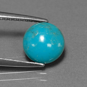 Turquesa azul natural 1,30ct, corte redondo, opaco