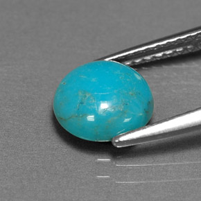 Turquesa azul natural 1,30ct, corte redondo, opaco