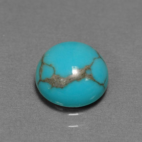 Turquesa azul natural 1,39ct, corte redondo, opaco