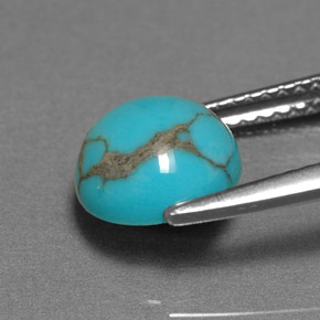 Turquesa azul natural 1,39ct, corte redondo, opaco