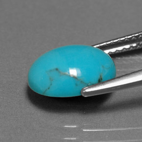 Turquesa azul natural 1,55ct, corte oval, opaco