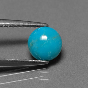 Turquesa azul natural 0,72ct, corte redondo, opaco