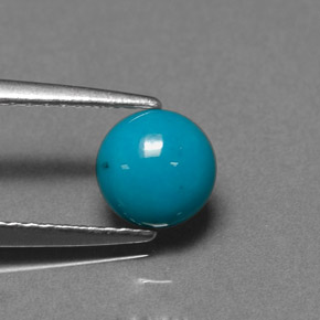 Turquesa azul natural 0,81ct, corte redondo, opaco